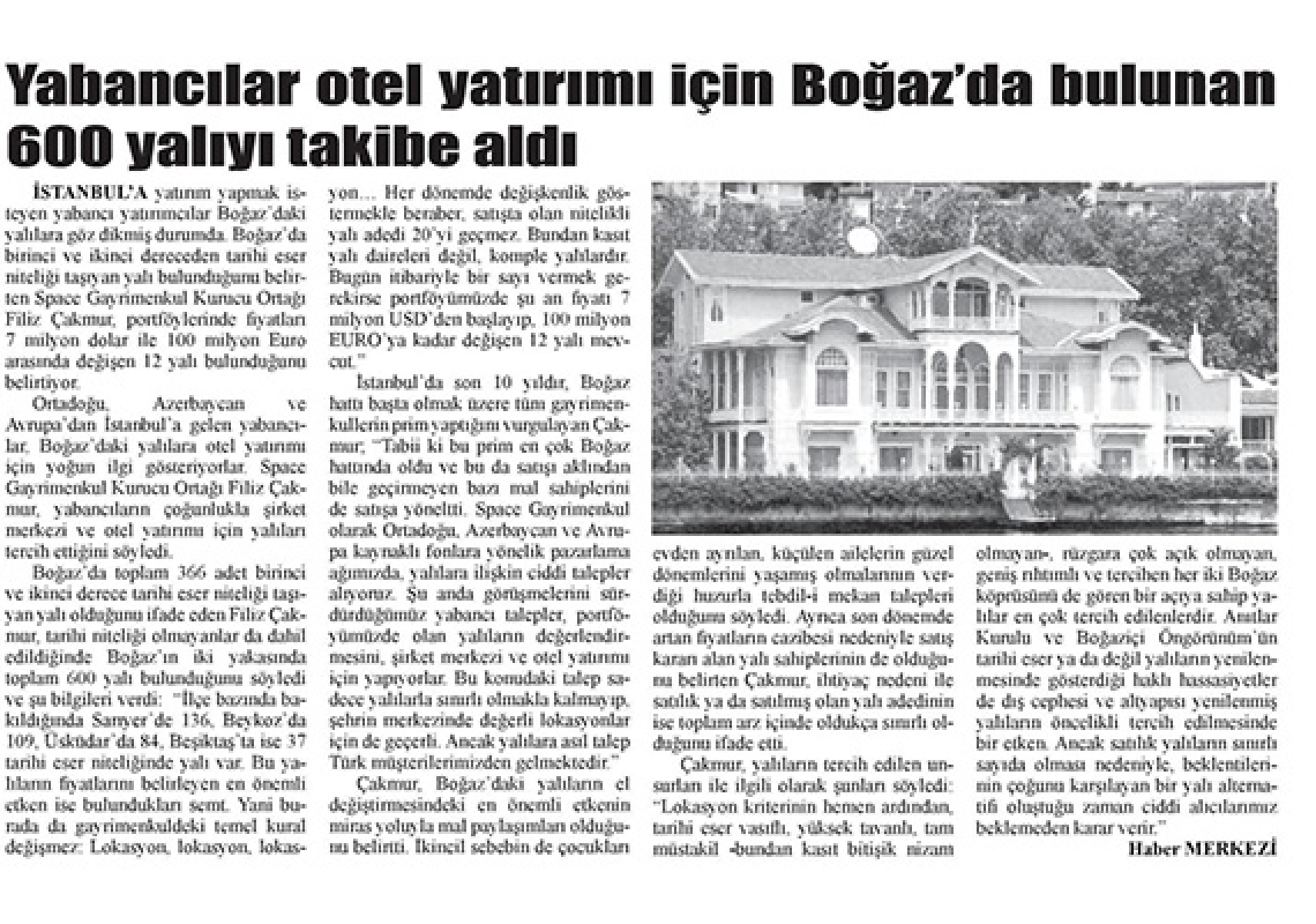 Boğaz'daki Yalılara Yabancılardan Talep